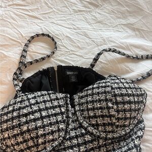 Boohoo Monochrome Checkered Bustier